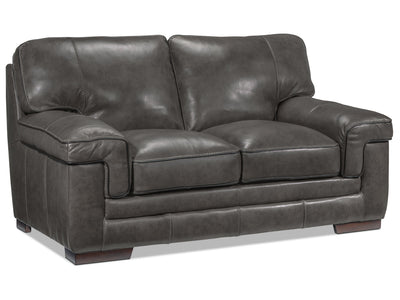 Stampede Leather Loveseat - Charcoal