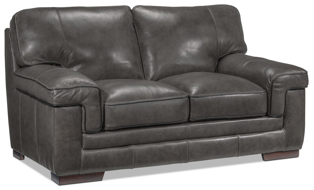 Stampede Leather Loveseat Charcoal Leon's