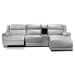 Holton Leather 4-Piece Sectional with Right-Facing Chaise - Grey