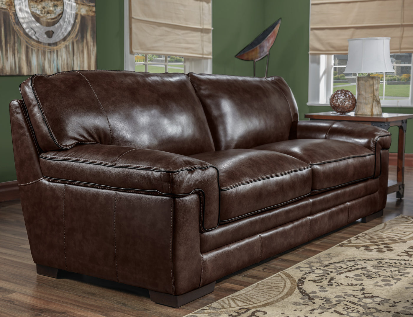 Stampede Leather Sofa - Coffee