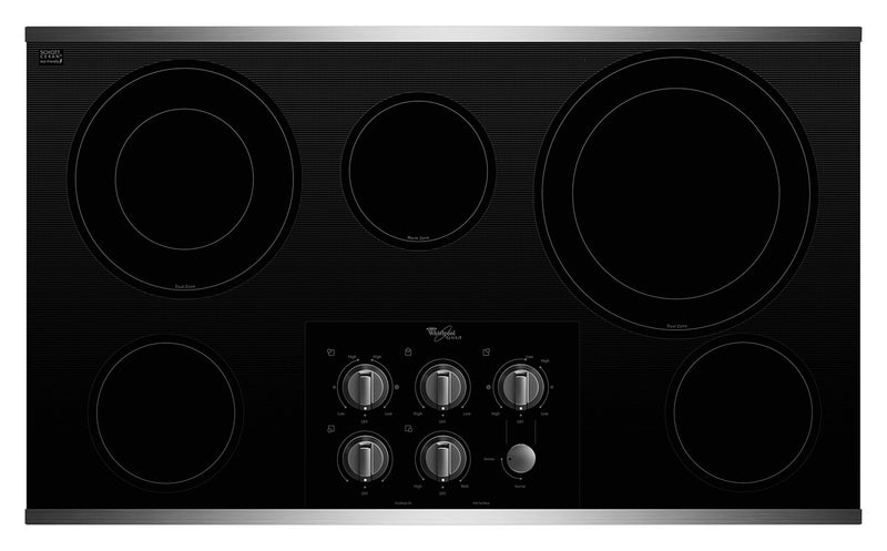 Whirlpool Gold 36-inch Electric Ceramic Glass Cooktop with Two Dual Radiant Elements