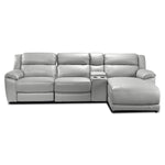 Holton Leather 4-Piece Sectional with Right-Facing Chaise - Grey