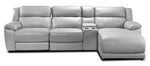 Holton Leather 4-Piece Sectional with Right-Facing Chaise - Grey