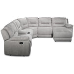 Pasadena 6-Piece Reclining Sectional with Right-Facing Chaise - Light Grey
