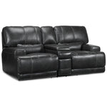 Dearborn Leather Power Reclining Loveseat with Console - Charcoal