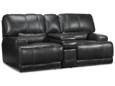 Dearborn Leather Power Reclining Loveseat with Console - Charcoal