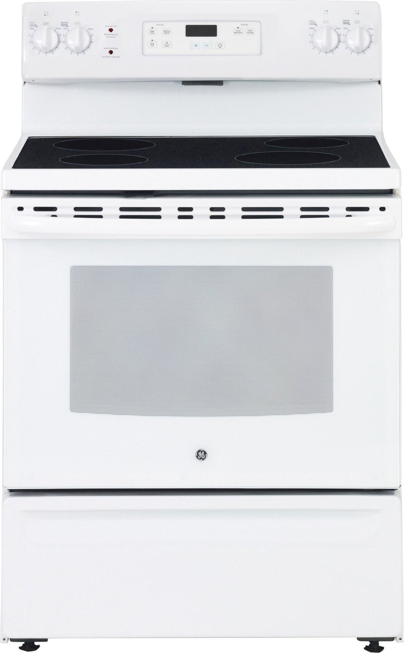 GE White Freestanding Electric Range (5.0 Cu. Ft.) JCBS630DKWW Leon's