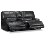 Dearborn Leather Power Reclining Loveseat with Console - Charcoal