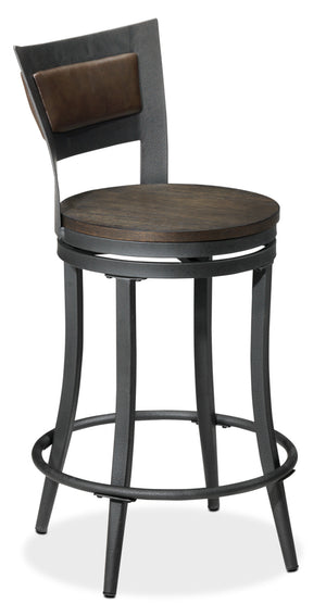 Richmond Pub-Height Swivel Stool - Dark Grey and Brown