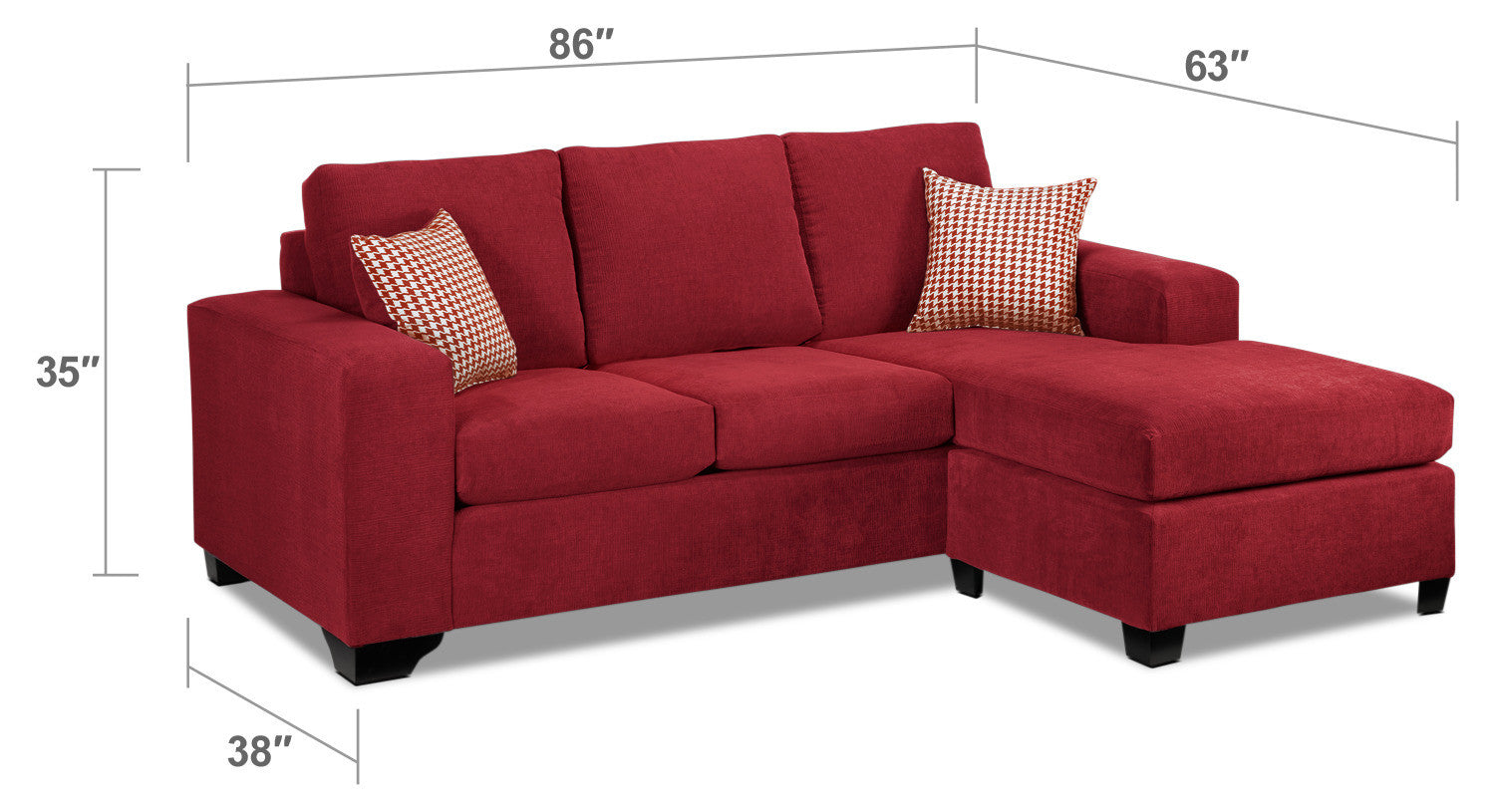 Fava Chaise Sofa - Red