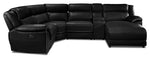Holton Leather 5-Piece Sectional with Right-Facing Chaise - Black