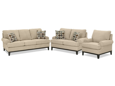 Crizia Sofa, Loveseat and Chair Set - Mocha