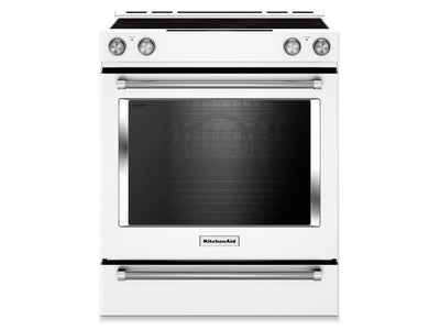 KitchenAid White Slide-In Electric Convection Range (7.1 Cu. Ft.) - YKSEB900EWH