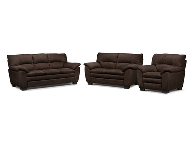 Kelleher Sofa, Loveseat and Chair Set - Walnut