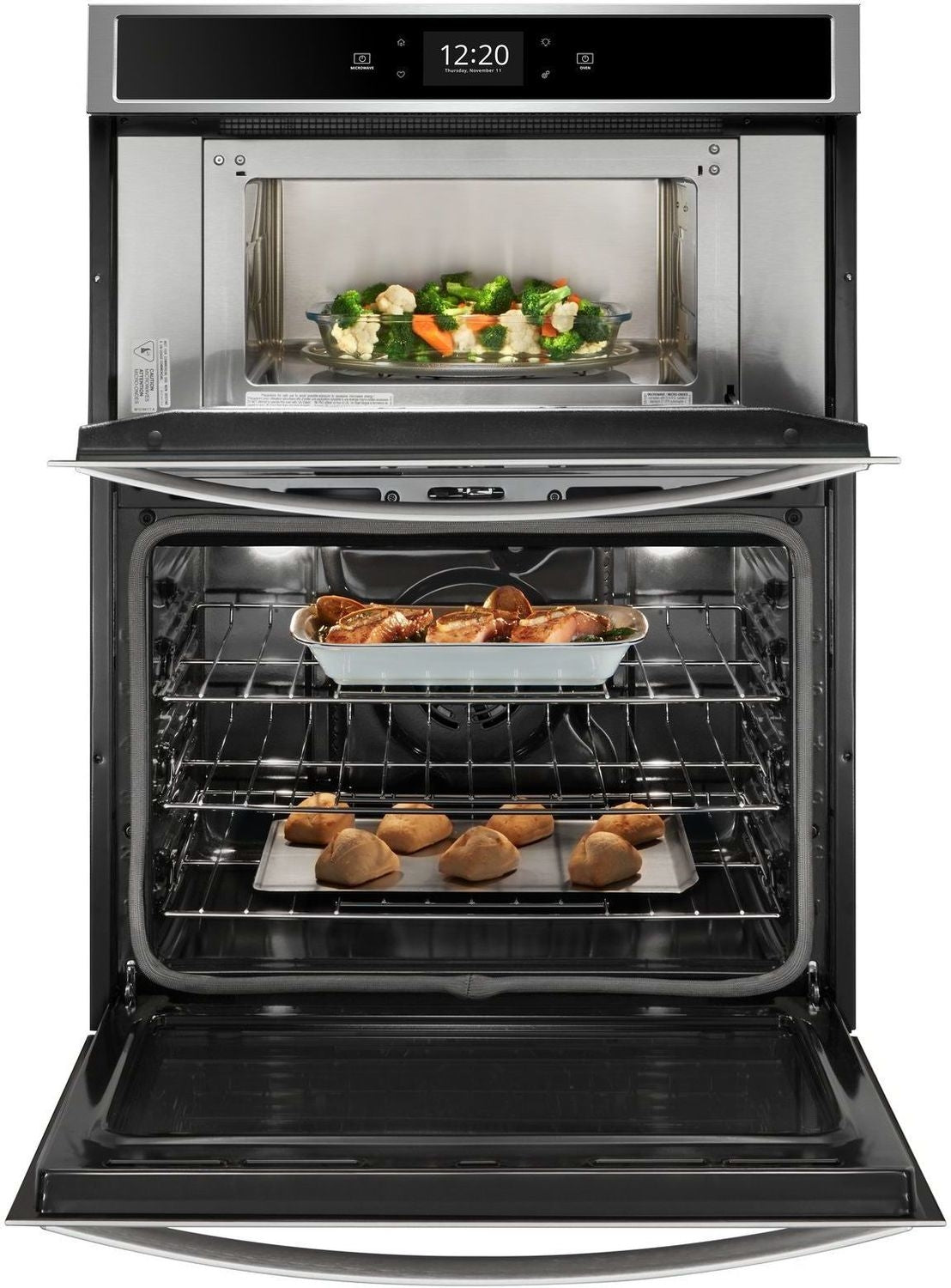 Whirlpool Black-on-Stainless Steel Wall Oven (5 Cu. Ft.) w/ Microwave (1.4 Cu. Ft.) - WOC75EC0HS