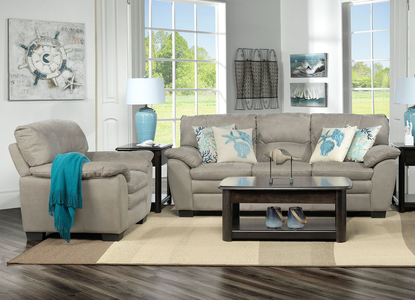 Kelleher Sofa and Chair Set - Silver Grey