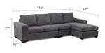 Danielle 2-Piece Sectional with Right-Facing Chaise - Grey