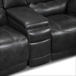 Dearborn Leather Power Reclining Loveseat with Console - Charcoal