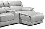Holton Leather 4-Piece Sectional with Right-Facing Chaise - Grey