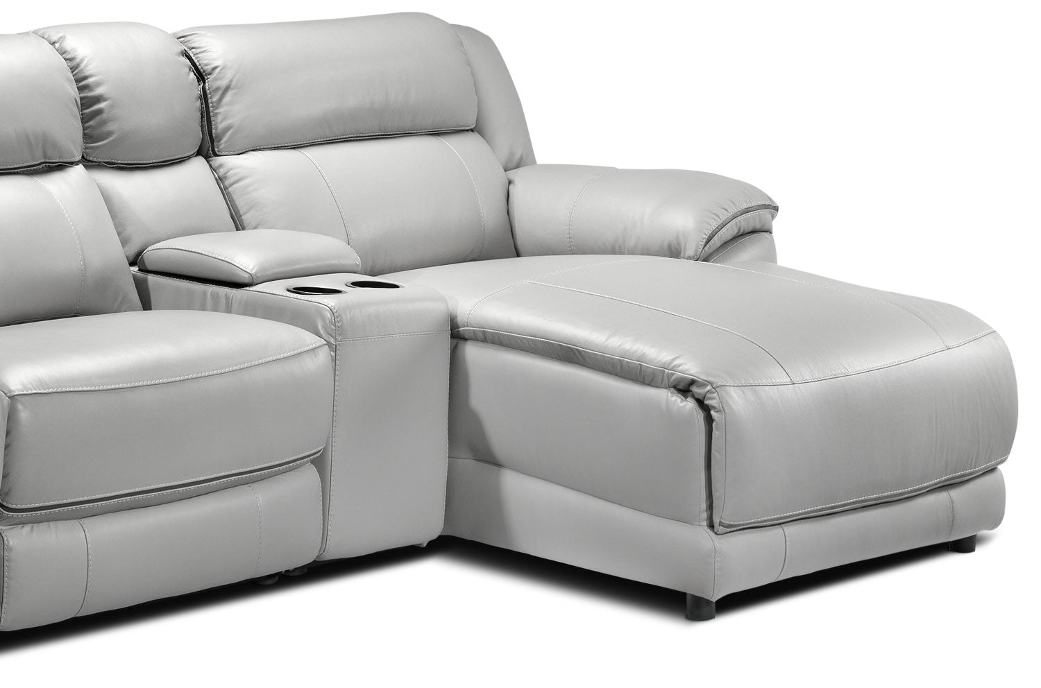 Holton Leather 4-Piece Sectional with Right-Facing Chaise - Grey