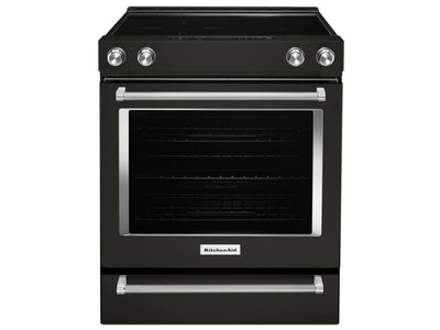 KitchenAid Black Stainless Steel Slide-In Electric Convection Range (6.4 Cu. Ft.) - YKSEG700EBS