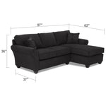 Althea 2-Piece Sectional with Right-Facing Chaise - Black