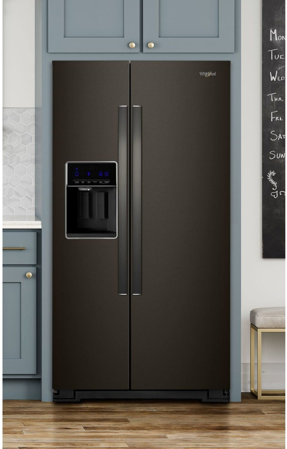 Whirlpool Black Stainless Steel Counter-Depth Side-by-Side Refrigerator (21 Cu. Ft.) - WRS571CIHV