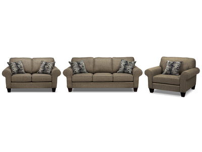 Drake Sofa, Loveseat and Chair Set - Mercury