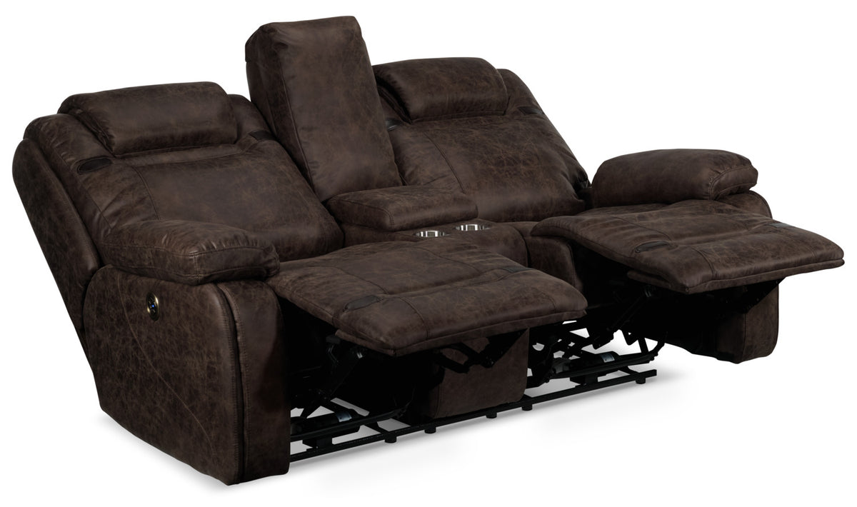 Rebel Power Reclining Loveseat with Console - Brown