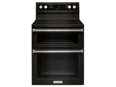 KitchenAid Black Stainless Steel Freestanding Electric Double Oven Range (6.7 Cu. Ft.) - YKFED500EBS