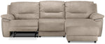 Pasadena 3-Piece Reclining Sofa with Right-Facing Chaise - Light Grey