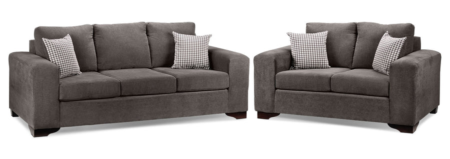 Fava Sofa and Loveseat Set - Grey