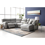 Holton Leather 5-Piece Sectional with Right-Facing Chaise - Grey