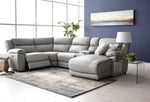 Holton Leather 5-Piece Sectional with Right-Facing Chaise - Grey
