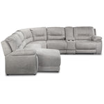 Pasadena 6-Piece Reclining Sectional with Left-Facing Chaise - Light Grey