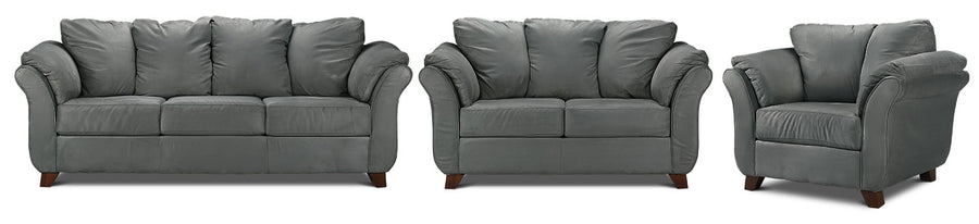 Collier Sofa, Loveseat and Chair Set - Dark Grey