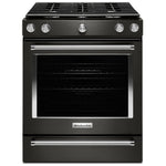 KitchenAid Black Stainless Steel Slide-In Gas Convection Range (5.8 Cu. Ft.) - KSGG700EBS