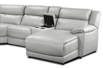Holton Leather 6-Piece Sectional with Right-Facing Chaise - Grey