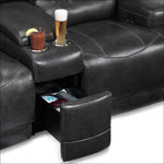 Dearborn Leather Power Reclining Loveseat with Console - Charcoal