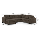 Danielle 3-Piece Sectional with Left-Facing Corner Wedge - Java