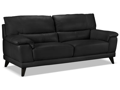 Braylon Leather Sofa - Classic Black