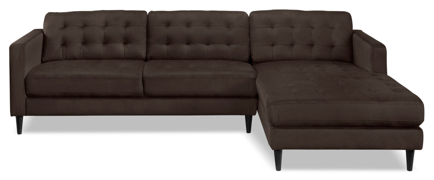 Paragon 2-Piece Sectional with Right-Facing Chaise - Dark Chocolate
