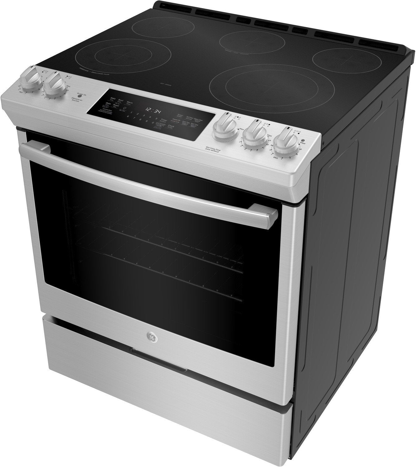 GE Stainless Steel Slide-In Electric True Convection Range (5.3 Cu. Ft.) - JCS840SMSS