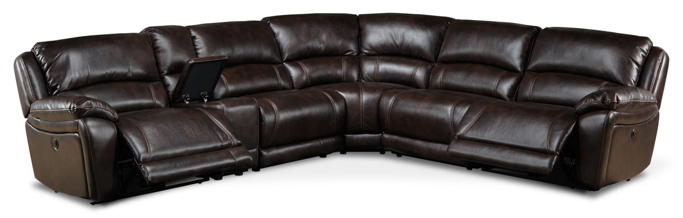 Santorini 6-Piece Power Reclining Sectional - Walnut