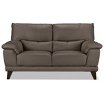 Braylon Leather Loveseat - African Grey