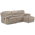 Pasadena 3-Piece Reclining Sofa with Right-Facing Chaise - Light Grey