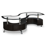 Serpentine 51.5" Coffee Table with Two Ottomans - Espresso