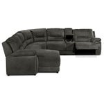 Pasadena 6-Piece Reclining Sectional with Left-Facing Chaise - Dark Grey