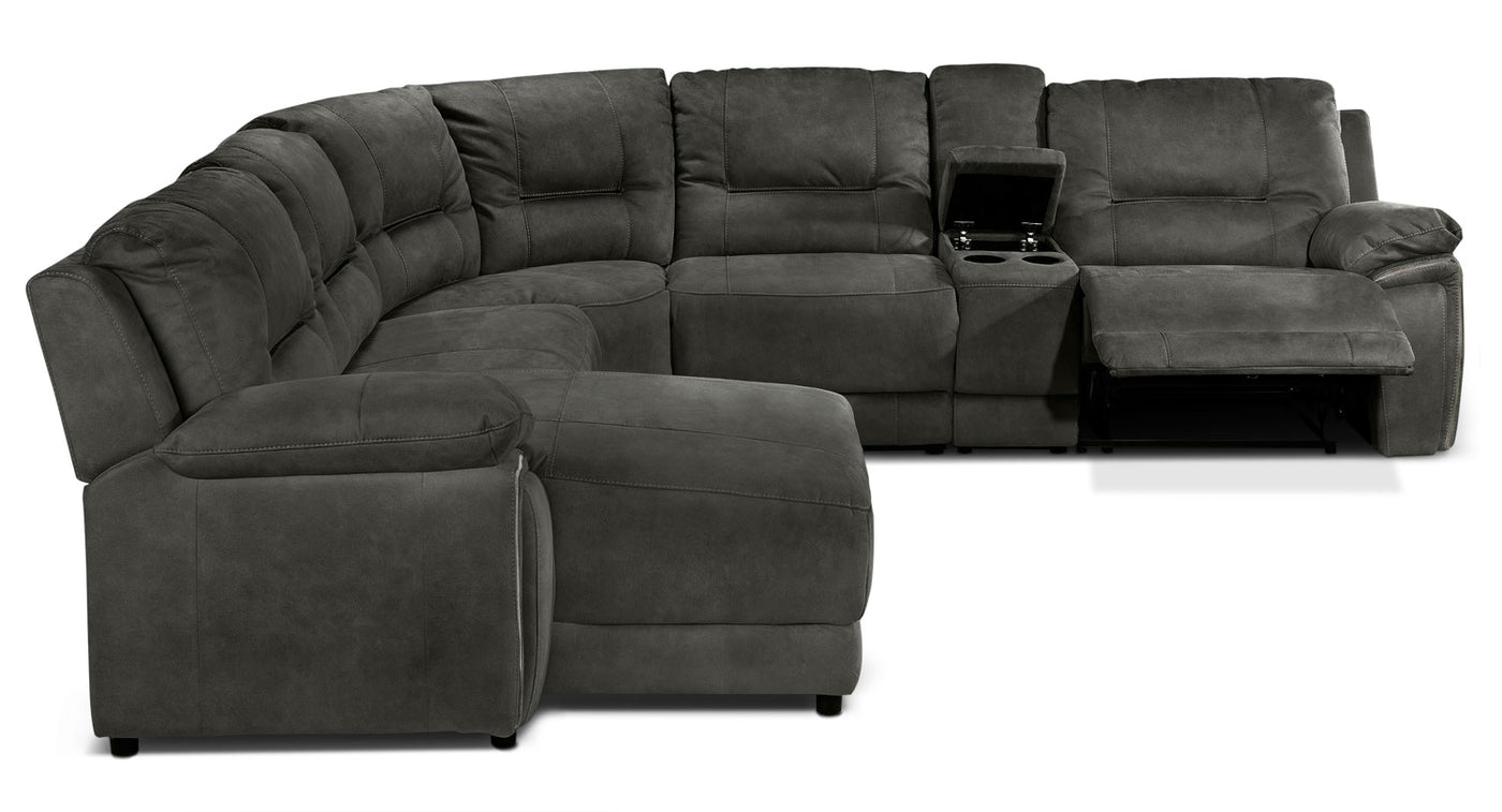 Pasadena 6-Piece Reclining Sectional with Left-Facing Chaise - Dark Grey