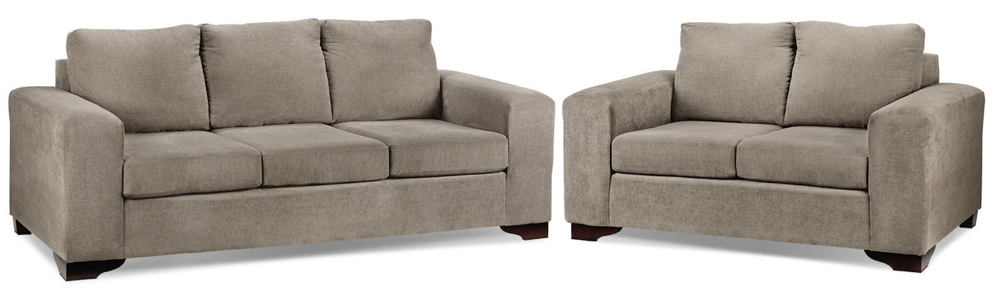Fava Sofa and Loveseat Set - Pewter